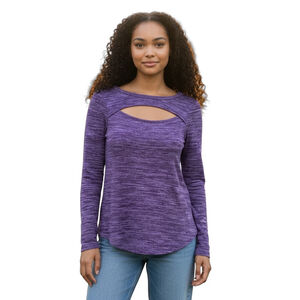 Juicy Couture Women’s Large Purple Heathered Long Sleeve Keyhole Cutout Top Edgy